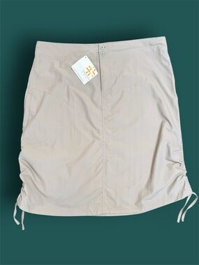 NWT Kathmandu Light Beige Drawstring Ruched Hem Athletic Skirt sz 14